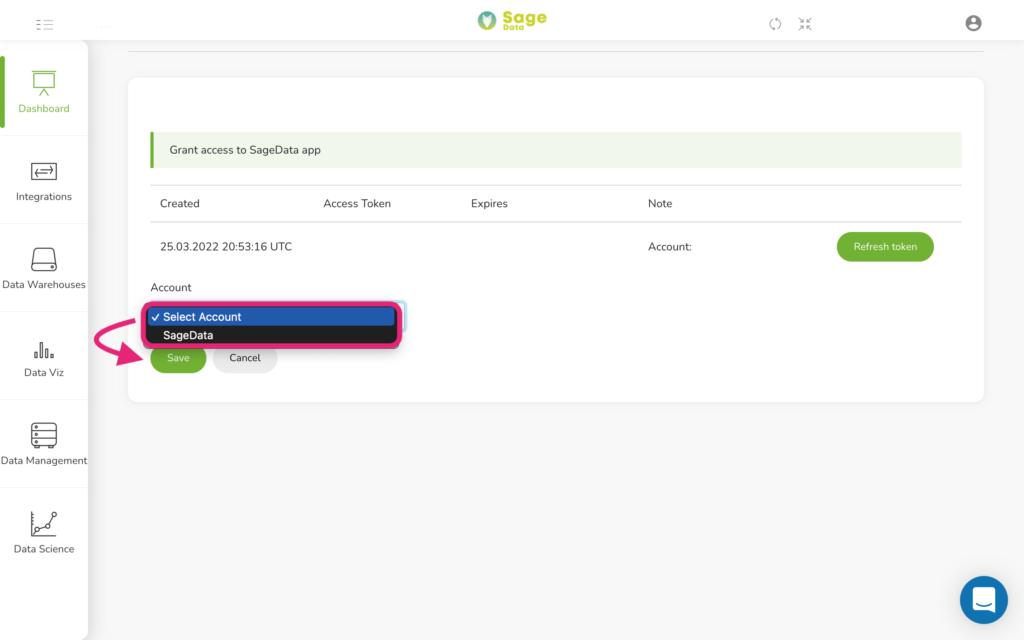 Sixth step on how to integrate SageData with LinkedIn Select account to integrate LinkedIn to SageData